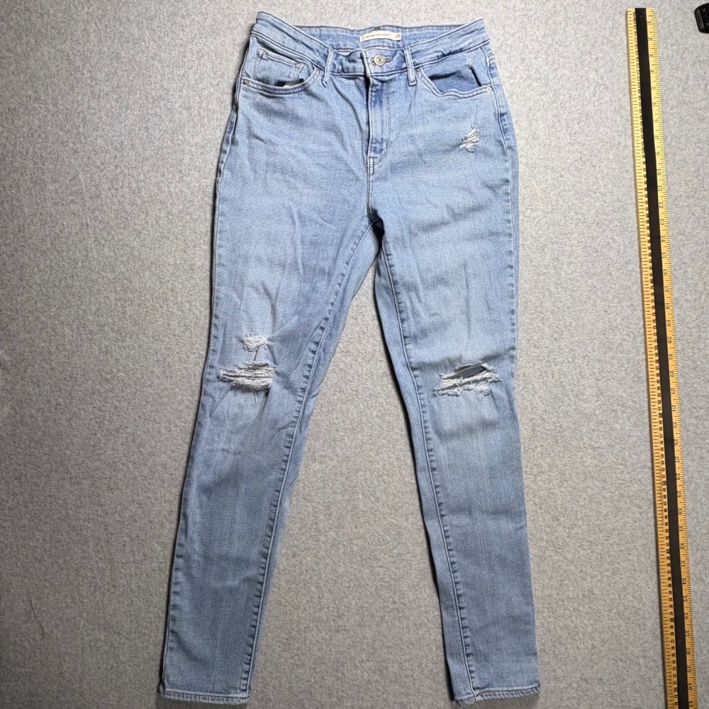 Levis 721 High Rise Skinny Jeans Light Wash Distressed Denim W29 L30